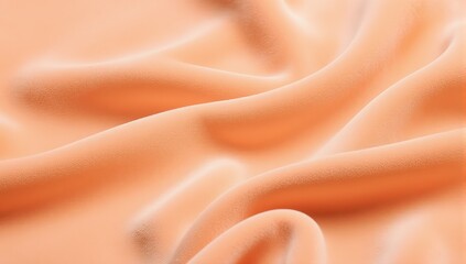 A luxurious peach colored silk fabric with gentle waves and soft folds for fashion design or background texture