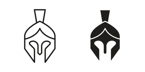 Spartan Helmet icons. Black and White Vector Icons. can be used web and mobile