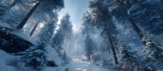 winter background with falling snow and snowflakes