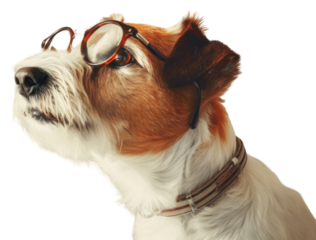 PNG Charming dog with a playful demeanor portrait glasses mammal.