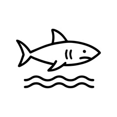 shark swimming vector line icon on a white background
Vector line icon on a white background