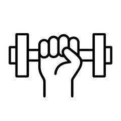 hand with dumbbell vector line icon on a white background
Vector line icon on a white background