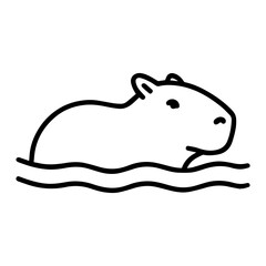 Capybara swimming vector line icon on a white background
Vector line icon on a white background