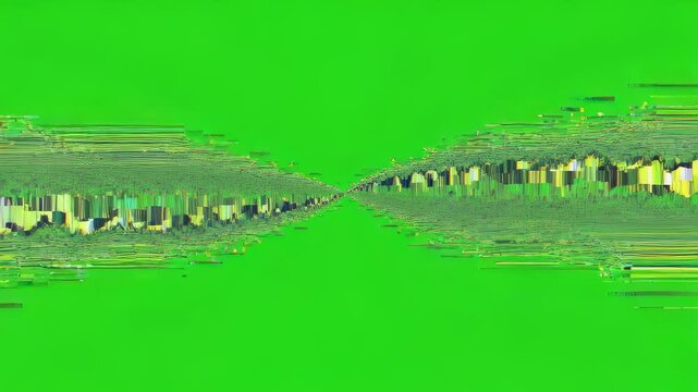 Abstract tunnel animation with glitch effect on green screen. Digital distortion visual for chromakey compositing. Video background texture.