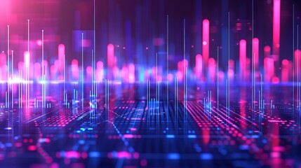 3d illustration of virtual graph for online trading and cryptocurrency investment in blockchain