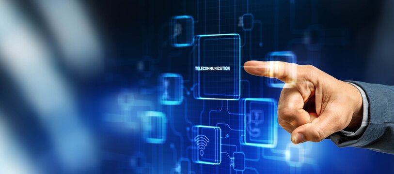 Telecommunication and communication network concept. Smart city. Big data connection technology