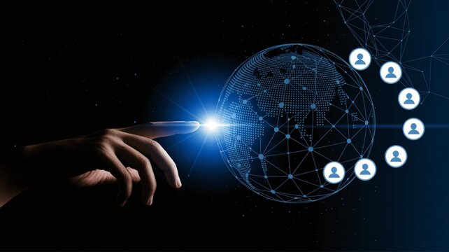Worldwide connections glowing with a single touch for global business