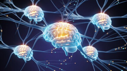 Brain activity shown with neurons firing in a complex neural network