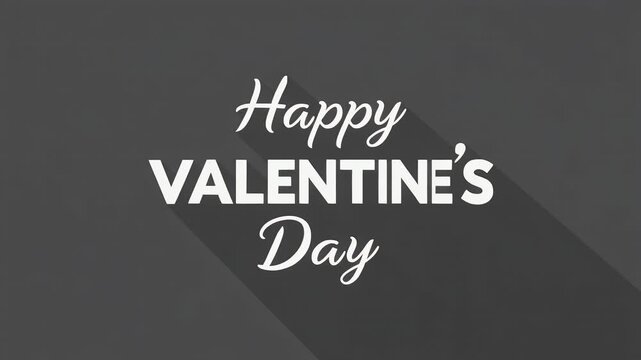Happy Valentine's Day text with shadows on a dark background