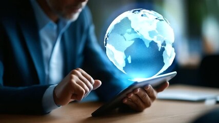 Faceless businessman using digital tablet with virtual cloud computing interface overlay data management system dashboard online file storage technology secure document sharing - Powered by Adobe