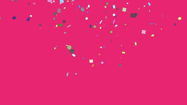  Colored confetti of many shapes and dimensions from corners on rgb colors background