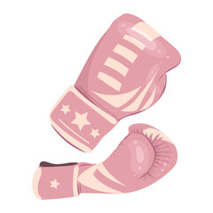 Pink boxing gloves. Fitness for health and victory. Symbol of the fight against breast cancer. Vector isolated image of women's boxing gloves. Suitable for banners, cards, flyers, and design.