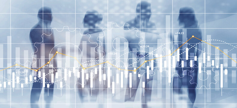 Financial growth indicators dashboard with positive metrics. Gears concept
