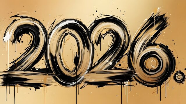 Rainbow neon 2026 numbers with colorful light trails and bokeh circles - Powered by Adobe