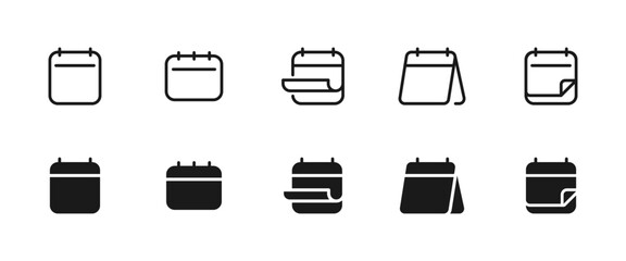 Calendar icon. Blank planner pages with flip and turned-corner variations vector illustration. Universal schedule element for marking events symbol. Modern organizer layout pictogram concept.