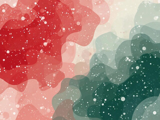 abstract christmas background vector with dark red and green watercolor flowing shapes and snow texture for winter holiday design template