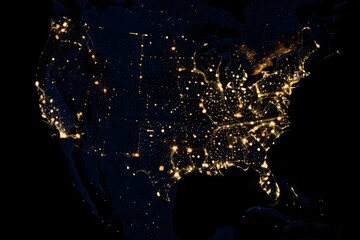 United States Night Lights - Population Density Map