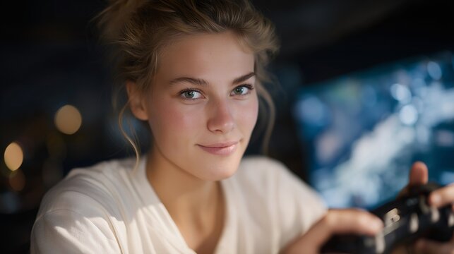 A gamer tuning custom controls and graphics settings inside a video game menu, RGB lights reflecting on their face as they chase smoother performance — gaming optimization, personalized settings,