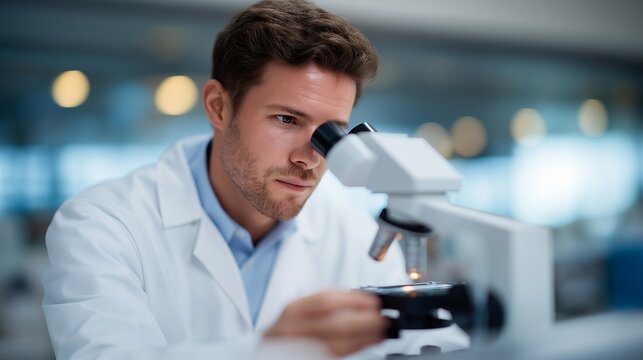A scientist fine-tuning a lab prototype of a medical sensor, checking microelectronics under a magnifying lens as LED indicators blink — medical device development, precision engineering, and