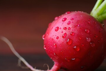 Fresh Red Radish with Water Droplets - Close-Up