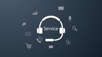 AI customer service support system concept. AI service technology with chatbot, email, phone and voice assistant for 24/7 help online communication and Motion graphics of feedback concept. - Powered by Adobe