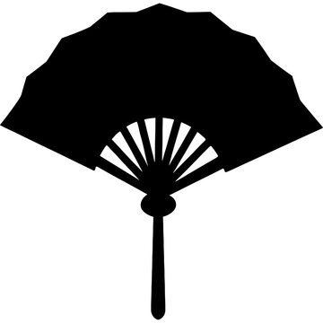 Black tessen silhouette on white background