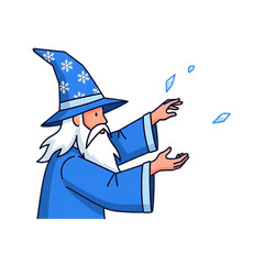 A wizard performing magic with icy blue effects.
