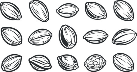 Seamless pattern of cacao beans in minimalist line art style for food packaging, culinary design, or branding projects