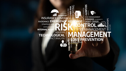 This image visually represents key concepts in risk management, capturing essential themes like crisis control, loss prevention, and strategic planning in a professional setting. Tessel