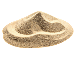 Close-up of fine, beige powder with textured patterns, presented against a stark black backdrop