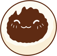 Adorable Cute Red Bean Paste Filled Rice Cake Illustration with Smiling Face, Perfect for Children's Educational Materials and Traditional Food Content