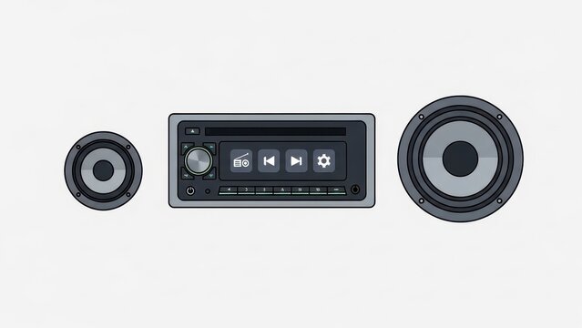 Car Audio System with Speakers and Head Unit.