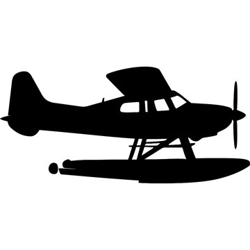Black silhouette of a floatplane