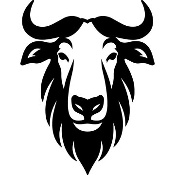Minimalistic takin head silhouette on white background
