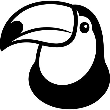 Minimalistic black toucan head silhouette