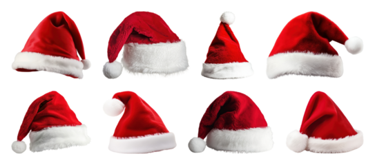 PNG Festive Santa hats collection, element set on transparent background
