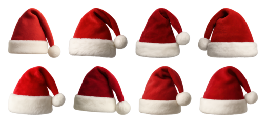 PNG Red Santa hats festive collection, element set on transparent background