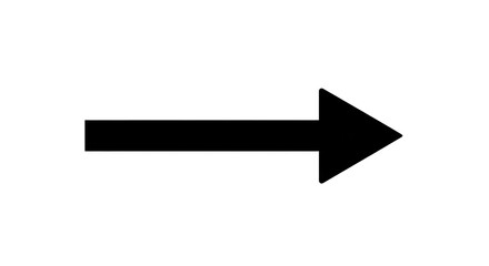 Bold black arrow with a sharp tip, perfectly straight, pointing right on a pristine transparent background with ample negative space, concept of clear guidance and progress