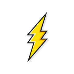 Lightning bolt icon isolated on white background. Vintage flash symbol, thunderbolt with grunge texture. Simple lightning strike sign. Vector illustration