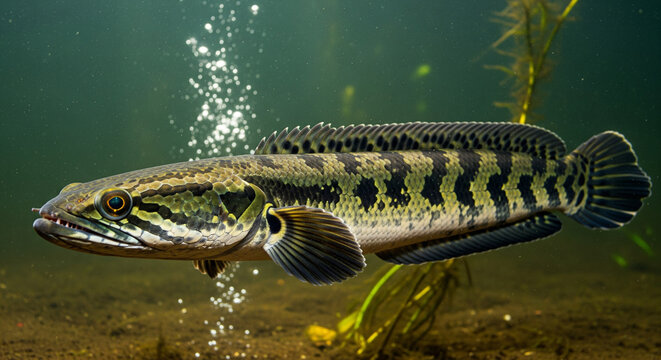 snakehead fish in an aquarium