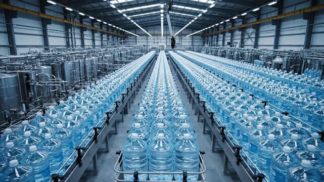 Mass Production of Large Water Bottles in an Automated Factory
