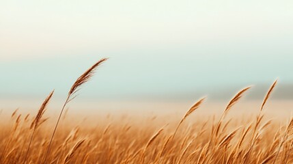 Fototapeta premium Golden Wheat Field at Dawn,Serene ,Nature