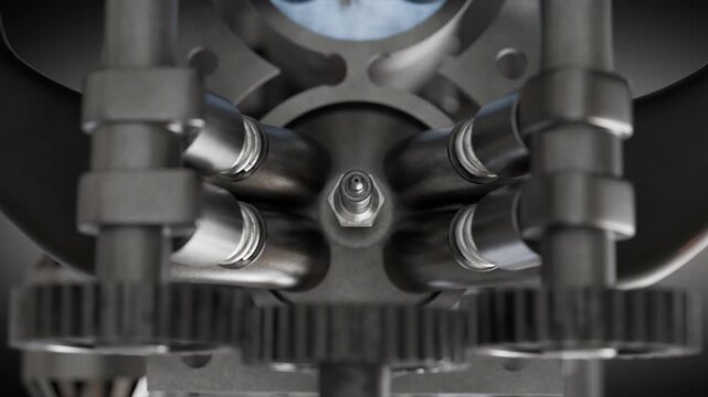 Close-up view of intricate engine components showcasing precise craftsmanship and engineering excellence