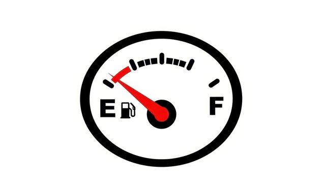 Fuel Gauge Indicator Showing Empty Tank Level.