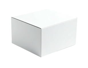 A stark white, rectangular box, its facets softly lit, sits alone against a black backdrop