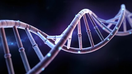 Advanced dna double helix structure with glowing nodes representing genetics and science - Powered by Adobe