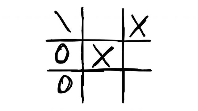 Hand drawn tic tac toe game animation, x and o, grid, hand drawn, sketch, line art, turn based, strategy, simple, doodle, board, black and white