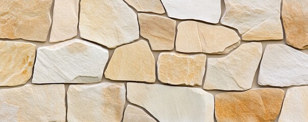 Stone Veneer Wall Beige and Cream Tones, Background , Texture