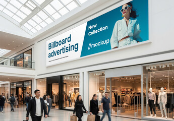 Shopping mall advertising billboard mockup