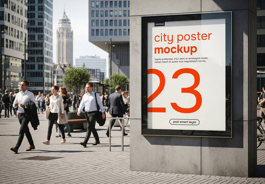 City poster box advertising mockup